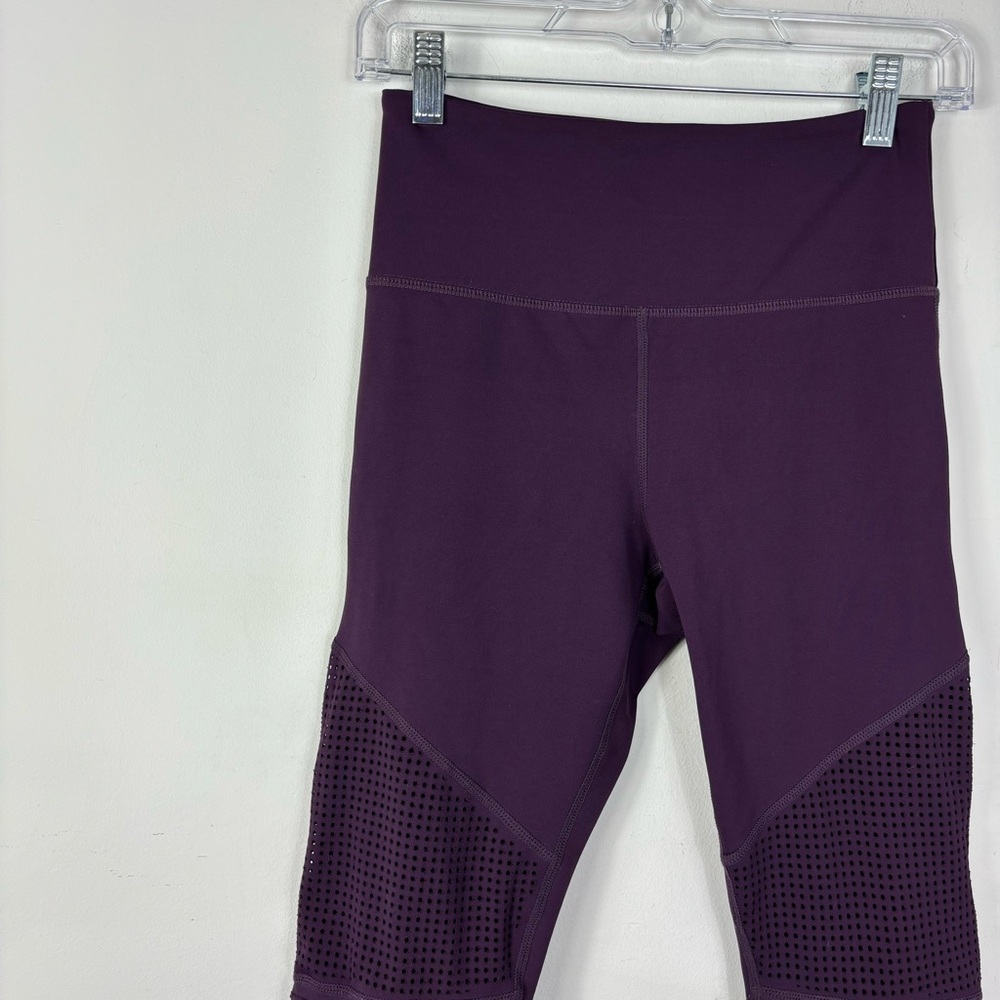 Zyia Active Purple Leggings Womens 4 Eyelet Panels High Rise Stretch Gym Workout